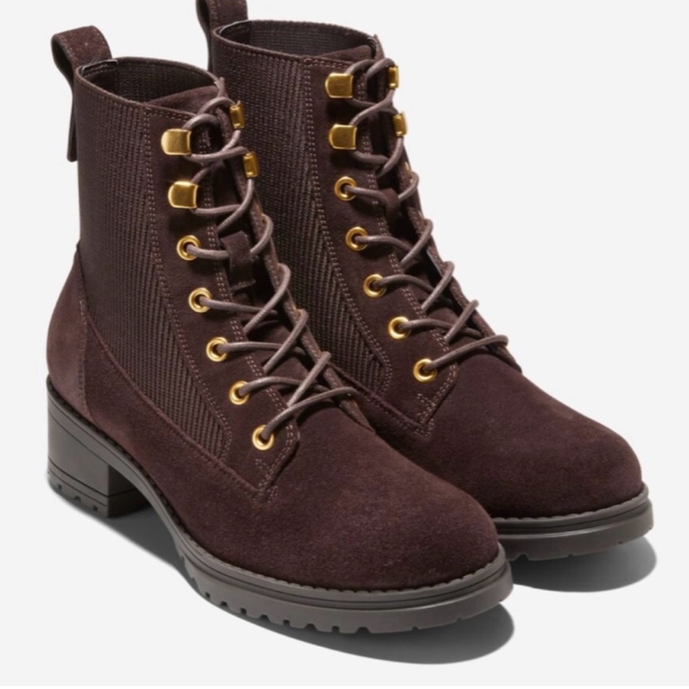 Brown Suede Lace-Up Ankle Boots